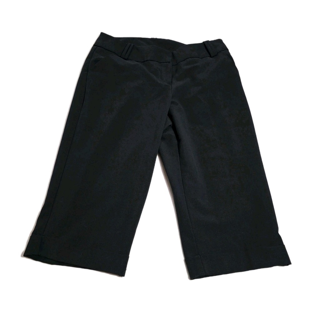 💥Worthington Women's Sz 10P Modern Fit Bermuda Black Shorts Button & Hook & Eye